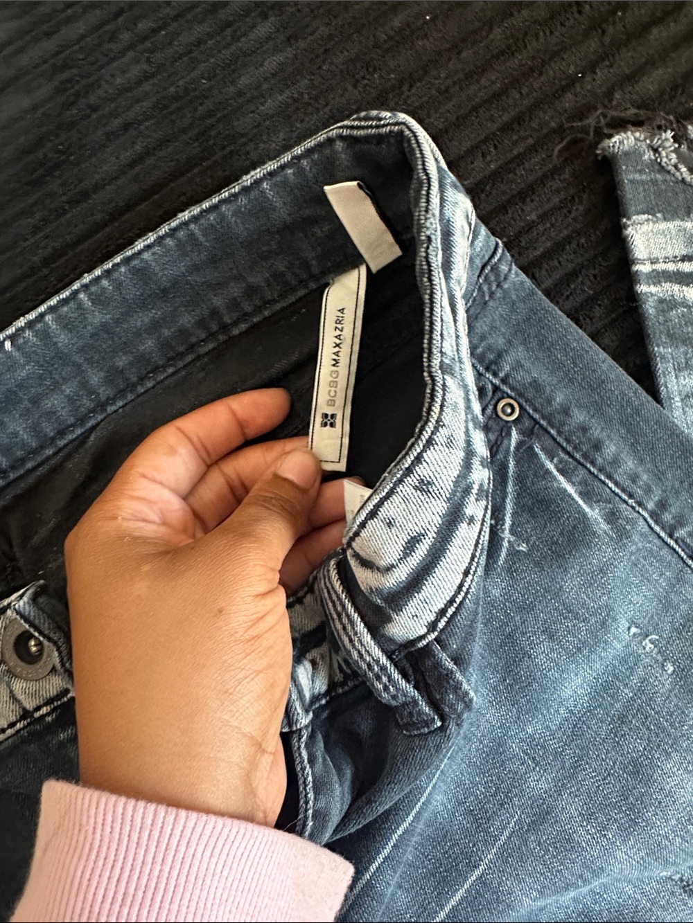 BCBGMaxAzria Distressed Washed Black Jeans